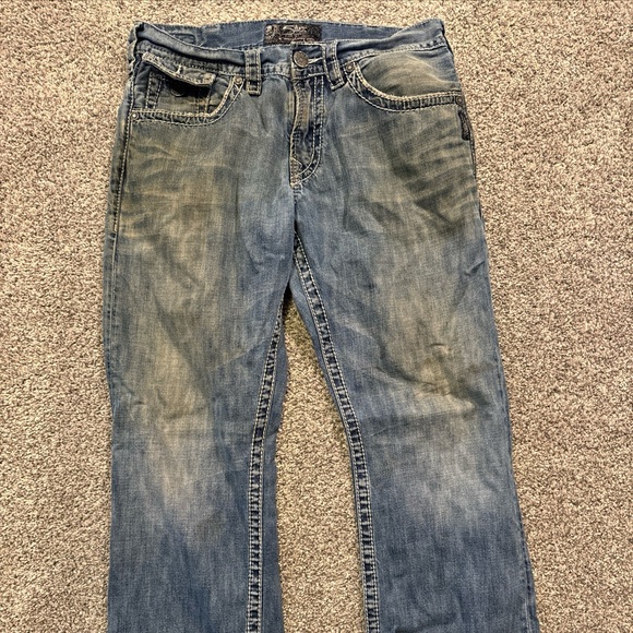 Silver Jeans Mens 32x32 Blue Zac Relaxed Straight Low Rise Medium Wash Denim‎ * - Picture 1 of 16